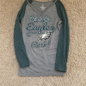 Philadelphia Eagles Gray & Green Raglan Long Sleeve Tee